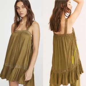 Free People Sweet Thing Crinkle Tunic in Moss